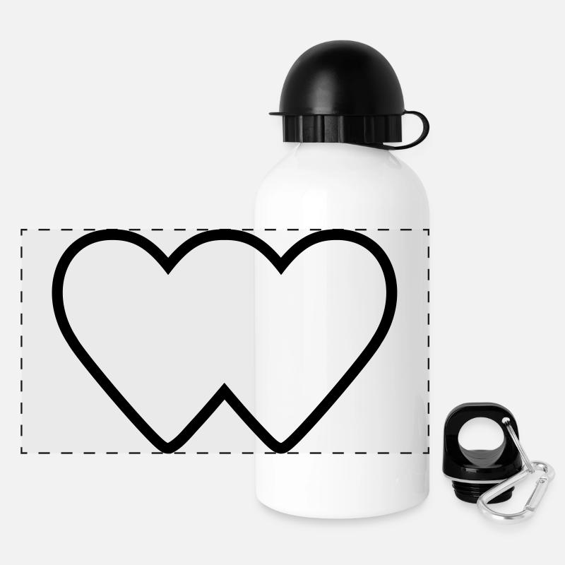 Heart Double Connectedness Icon Contour - Panoramic Thermal Bottle with Lid 500 ml - white