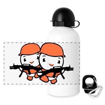 2 Ducks Soldier Army Professional Soldier Helmet Gun Races - Panoramic Thermal Bottle with Lid 500 ml - white - Front