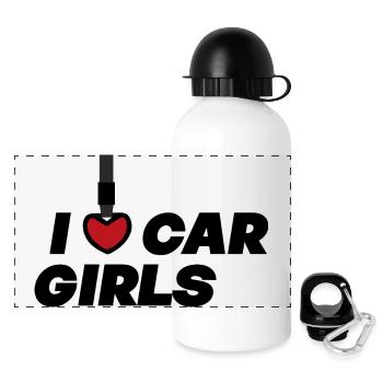 I love car girls / Auto Tuning Designs - Panorama Trinkflasche mit Deckel 500 ml - Weiß - Vorne