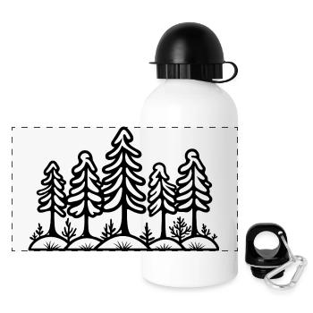 Wald Bäume - Panorama Trinkflasche mit Deckel 500 ml - Weiß - Vorne