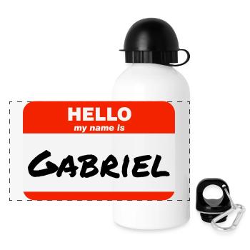 Bonjour, je m’appelle Gabriel Étiquette Nom Tag - Gourde panoramique avec couvercle 500 ml - blanc - Devant