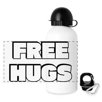 Free Hugs Bold Typography - Panoramic Thermal Bottle with Lid 500 ml - white - Front