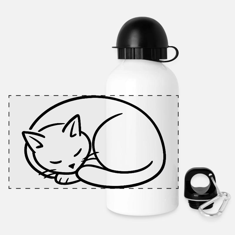 Schlafende Katze Linienstudie - Panorama Trinkflasche mit Deckel 500 ml - Weiß