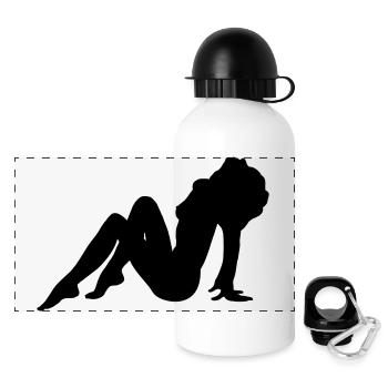 Naked Girl Silhouette - Panoramic Thermal Bottle with Lid 500 ml - white - Front