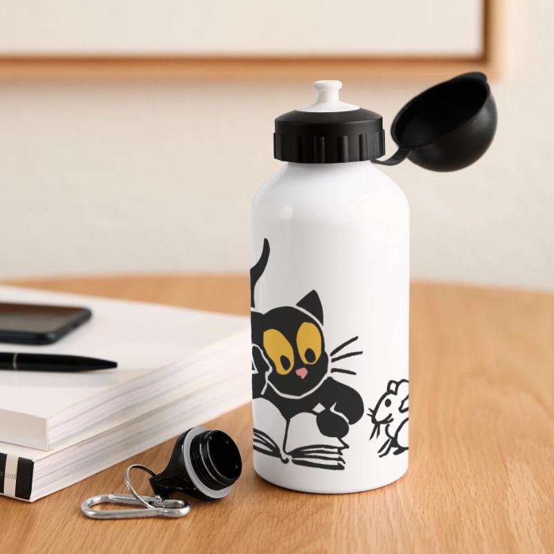 Kitten reading Panoramic Thermal Bottle with Lid 500 ml