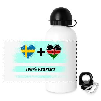 Kenya et Suède 100% Parfait / Cadeau - Gourde panoramique avec couvercle 500 ml - blanc - Devant