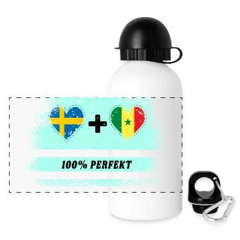 Sénégal et Suède 100 % Parfait / Cadeau - Gourde panoramique avec couvercle 500 ml - blanc - Devant
