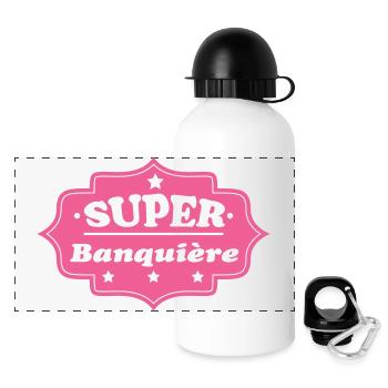 SUPER Banker - Panorama Trinkflasche mit Deckel 500 ml - Weiß - Vorne