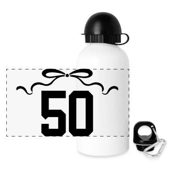 Number 50 Knot - 50th Anniversary - Panoramic Thermal Bottle with Lid 500 ml - white - Front