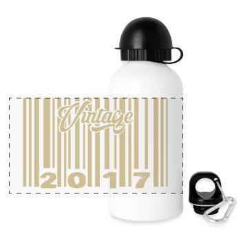 Jahrgang 2017 Barcode 2017: Jahr 2025. - Panorama Trinkflasche mit Deckel 500 ml - Weiß - Vorne