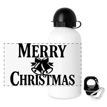 Style classique de Joyeux Noël avec cloches - Gourde panoramique avec couvercle 500 ml - blanc - Devant