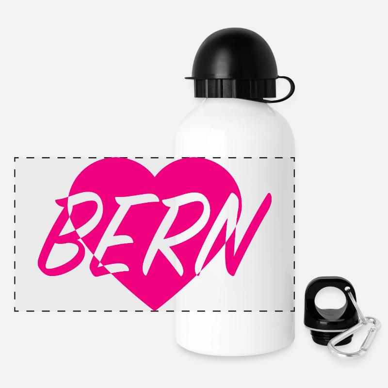 I LOVE BERN Heart Pattern - Panoramic Thermal Bottle with Lid 500 ml - white