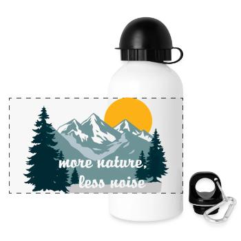 Mehr Natur, weniger Lärm - Panorama Trinkflasche mit Deckel 500 ml - Weiß - Vorne