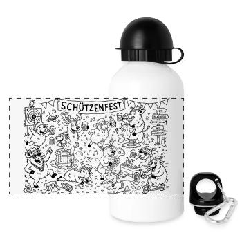 Schützenfest feucht-fröhlich - Panorama Trinkflasche mit Deckel 500 ml - Weiß - Vorne