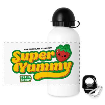 Erdbeeren und spaß - Panorama Trinkflasche mit Deckel 500 ml - Weiß - Vorne