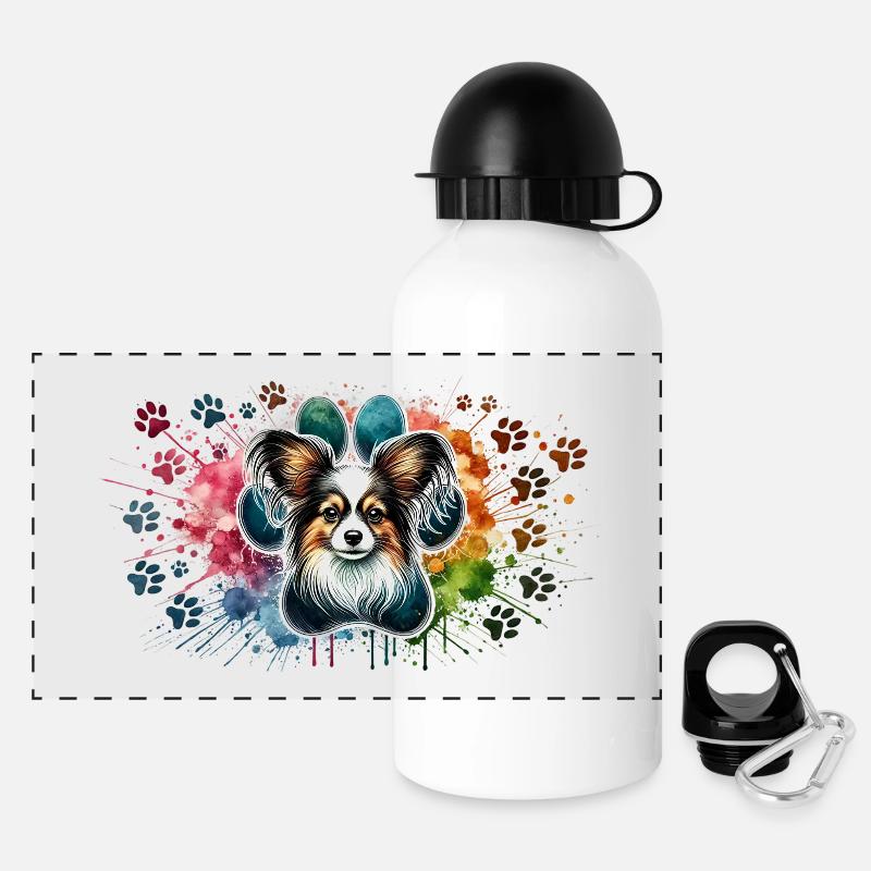 Papillon Art 2 - Panorama Trinkflasche mit Deckel 500 ml - Weiß