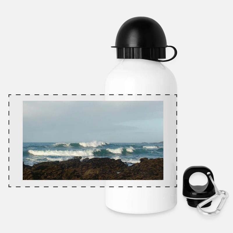 Bretagne-Souvenirgeschenk - Panorama Trinkflasche mit Deckel 500 ml - Weiß