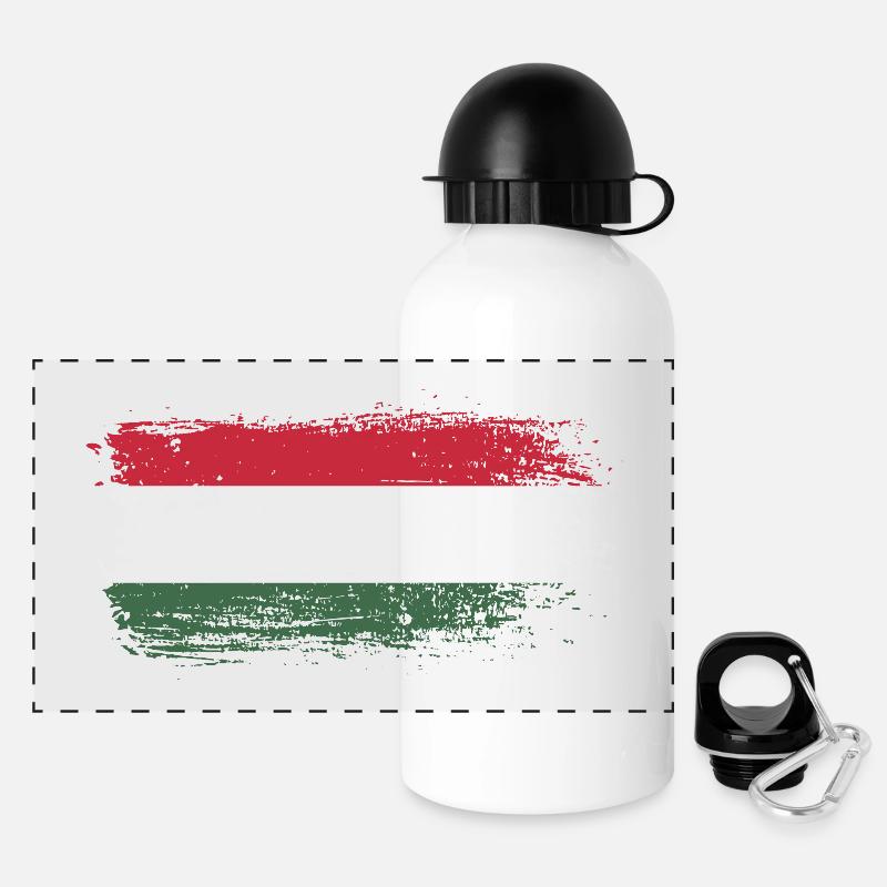 Hungarian Brush Flag - Panoramic Thermal Bottle with Lid 500 ml - white