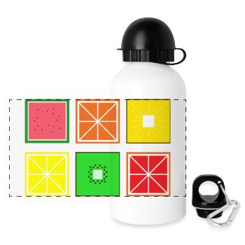DIGITAL FRUITS - Pixel Frucht - Panorama Trinkflasche mit Deckel 500 ml - Weiß - Vorne