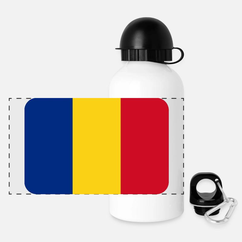 ROMANIA FLAG round corner 400 dpi - Panoramic Thermal Bottle with Lid 500 ml - white