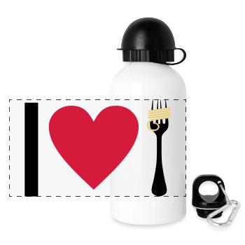 I love Pasta - Panoramic Thermal Bottle with Lid 500 ml - white - Front