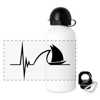 Sailing Pulse Design - Panorama Trinkflasche mit Deckel 500 ml - Weiß - Vorne