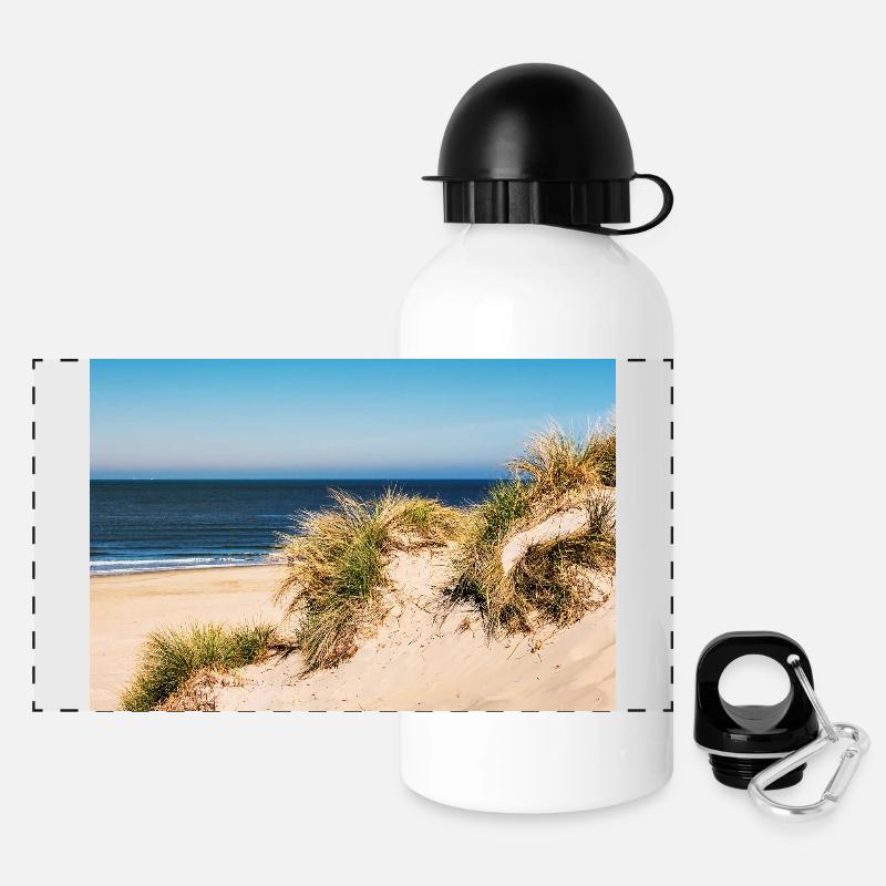Dunes de plage au soleil - Gourde panoramique avec couvercle 500 ml - blanc