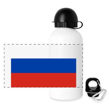 Drapeau Russie / Russian flag - Gourde panoramique avec couvercle 500 ml - blanc - Devant