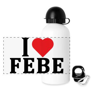T-Shirt I love Febe T-Shirt Geschenkidee - Panorama Trinkflasche mit Deckel 500 ml - Weiß - Vorne