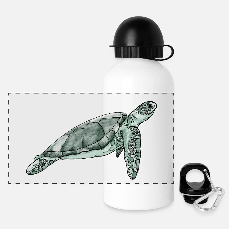 Schildkröte / Reptil / Meer / Ozean / Tier / See - Panorama Trinkflasche mit Deckel 500 ml - Weiß
