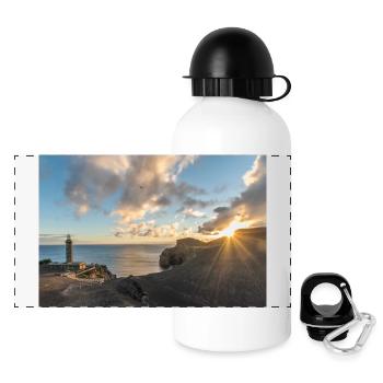 Azoren Leuchtturm - Panorama Trinkflasche mit Deckel 500 ml - Weiß - Vorne