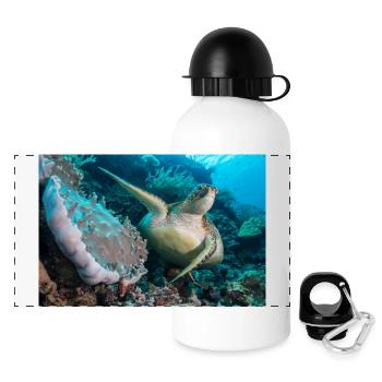 Schildkröte - Panorama Trinkflasche mit Deckel 500 ml - Weiß - Vorne