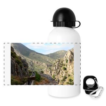 Montagnes de montagne Paysage de montagne Poster - Gourde panoramique avec couvercle 500 ml - blanc - Devant
