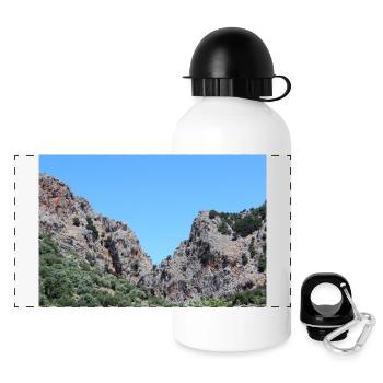Berg Berge Berglandschaft Poster - Panorama Trinkflasche mit Deckel 500 ml - Weiß - Vorne