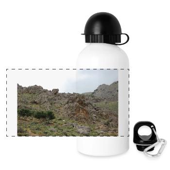 Montagnes de montagne Paysage de montagne Poster - Gourde panoramique avec couvercle 500 ml - blanc - Devant
