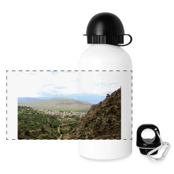 Mountain Mountains Mountain Landscape Poster - Panoramic Thermal Bottle with Lid 500 ml - white - Front