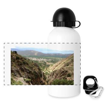 Montagnes de montagne Paysage de montagne Poster - Gourde panoramique avec couvercle 500 ml - blanc - Devant