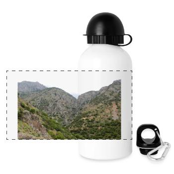 Mountain Mountains Mountain Landscape Poster - Panoramic Thermal Bottle with Lid 500 ml - white - Front