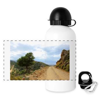 Mountain Mountains Mountain Landscape Poster - Panoramic Thermal Bottle with Lid 500 ml - white - Front