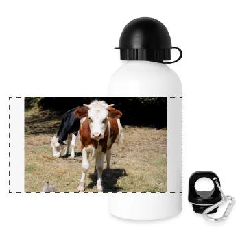 Cow Poster - Panoramic Thermal Bottle with Lid 500 ml - white - Front