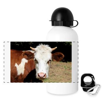 Kuh Poster - Panorama Trinkflasche mit Deckel 500 ml - Weiß - Vorne