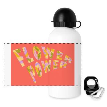Flower Power Vintage Retro Poster - Panoramic Thermal Bottle with Lid 500 ml - white - Front
