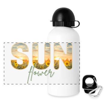 sunflower Sonnenblume Sommerdesign Blume Sonne - Panorama Trinkflasche mit Deckel 500 ml - Weiß - Vorne