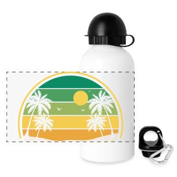 Retro Sommer Sonnenuntergang - Panorama Trinkflasche mit Deckel 500 ml - Weiß - Vorne