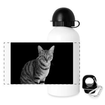Katze weiß-schwarz - Panorama Trinkflasche mit Deckel 500 ml - Weiß - Vorne