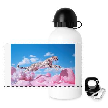 Cheetah Jump: Wild & Cotton Candy" - Panoramic Thermal Bottle with Lid 500 ml - white - Front