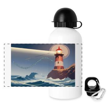 Phare la nuit - Gourde panoramique avec couvercle 500 ml - blanc - Devant