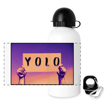 Sign - YOLO - Panoramic Thermal Bottle with Lid 500 ml - white - Front