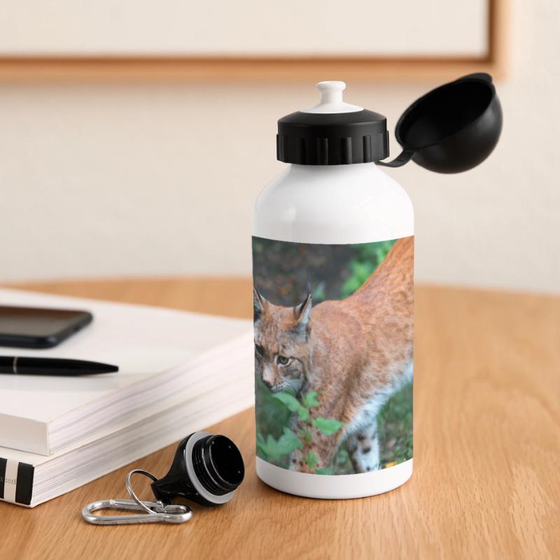 Eurasischer Luchs oder Nördlicher Luchs Panorama Trinkflasche mit Deckel 500 ml