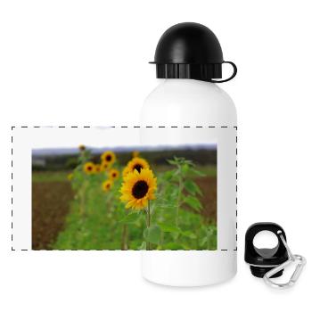 Sonnenblume - Panorama Trinkflasche mit Deckel 500 ml - Weiß - Vorne